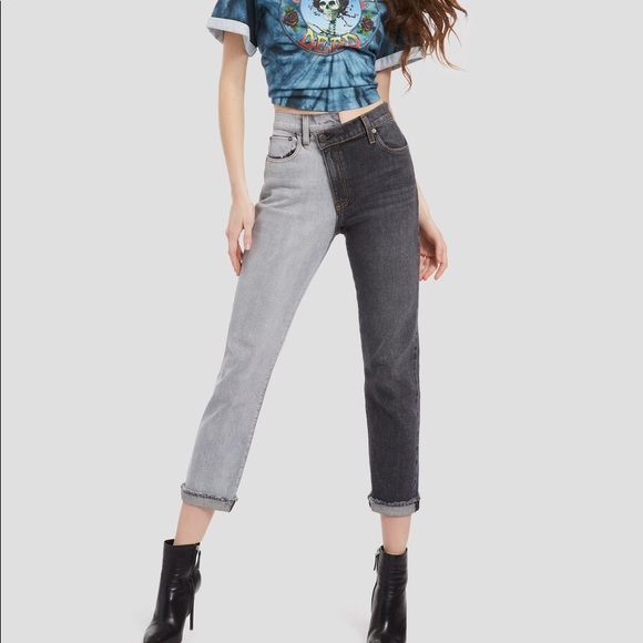 alice and olivia two tone jeans